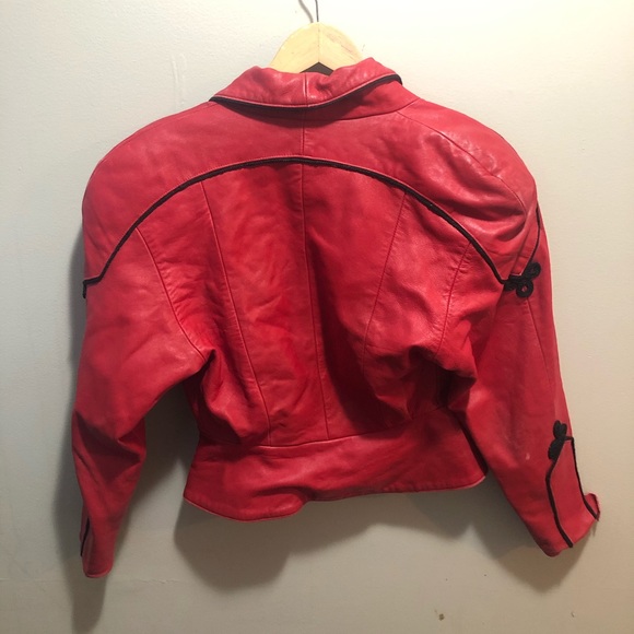 Vintage red leather coat - Picture 3 of 4